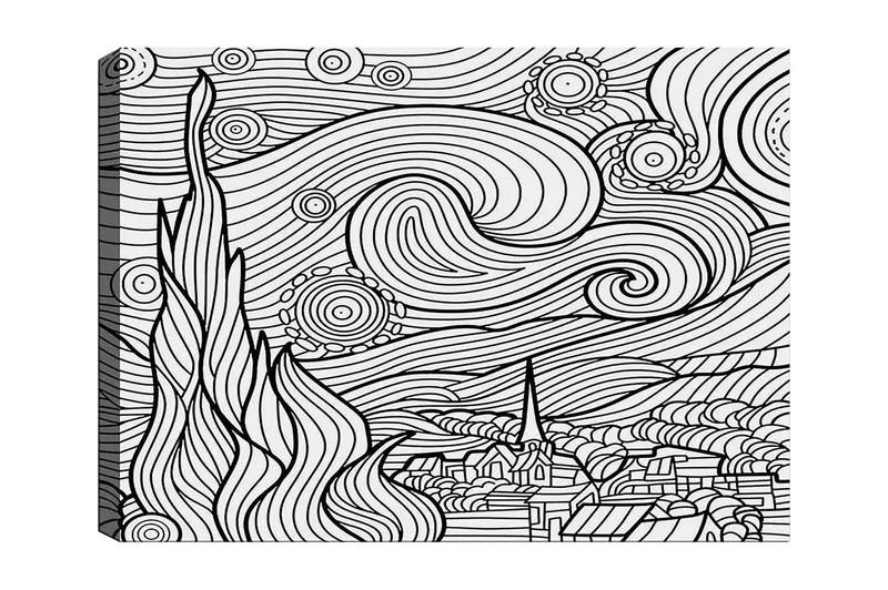 Koristeellinen Canvastaulu 30x40 cm, Valkoinen/Musta