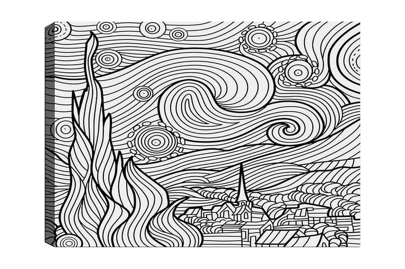 Koristeellinen Canvastaulu 30x40 cm, Valkoinen/Musta