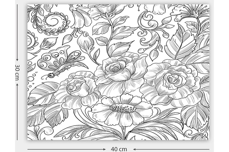 Koristeellinen Canvastaulu 30x40 cm - Valkoinen/Musta - Sisustustuotteet - Taulu & taide - Canvas-taulu