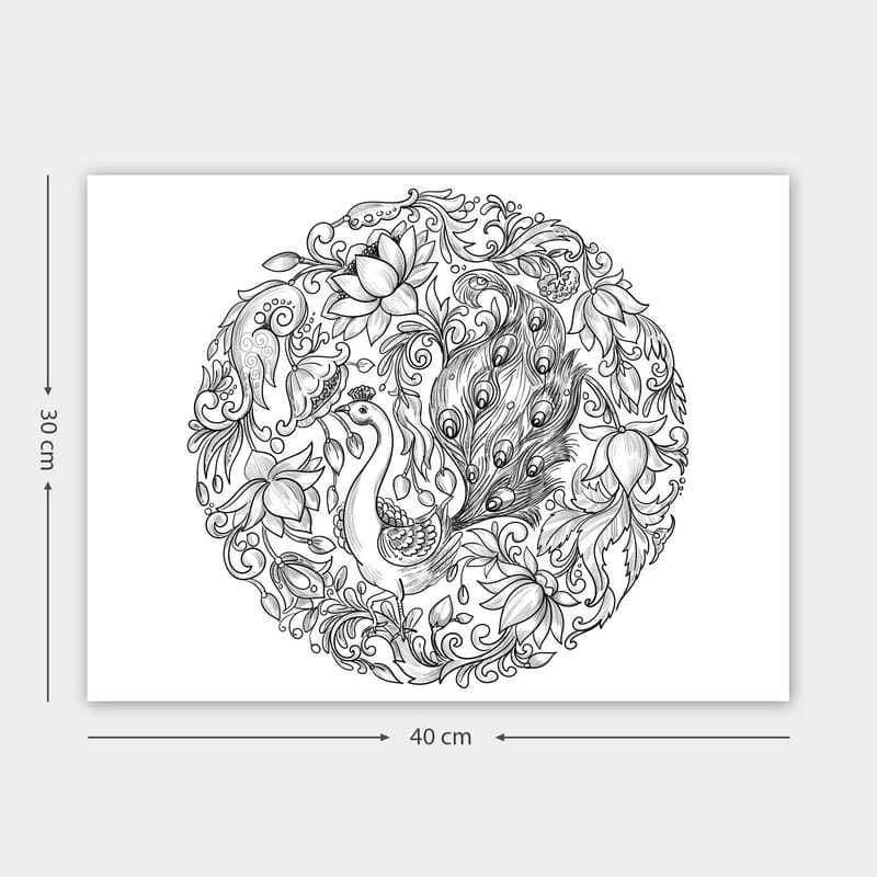 Koristeellinen Canvastaulu 30x40 cm, Valkoinen/Musta