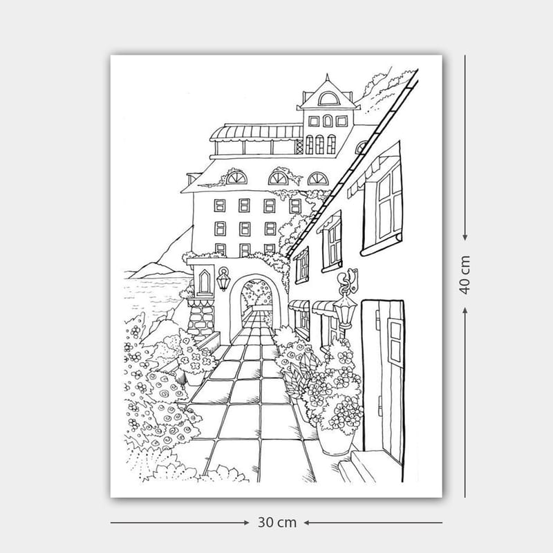 Koristeellinen Canvastaulu 30x40 cm, Valkoinen/Musta