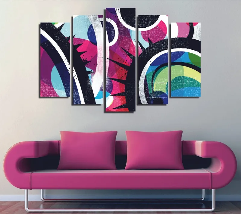 Koristeellinen Canvastaulu 5-os 70x20 cm, Monivärinen