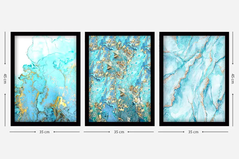 Koristeellinen Kehystetty Maalaus 3-os 35x45 cm - Monivärinen - Sisustustuotteet - Taulu & taide - Canvas-taulu