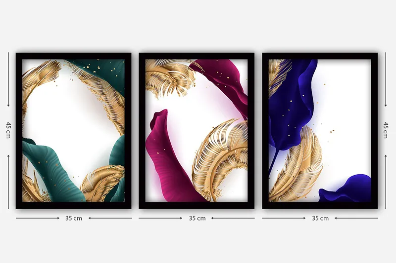 Koristeellinen Kehystetty Maalaus 3-os 35x45 cm - Monivärinen - Sisustustuotteet - Taulu & taide - Canvas-taulu