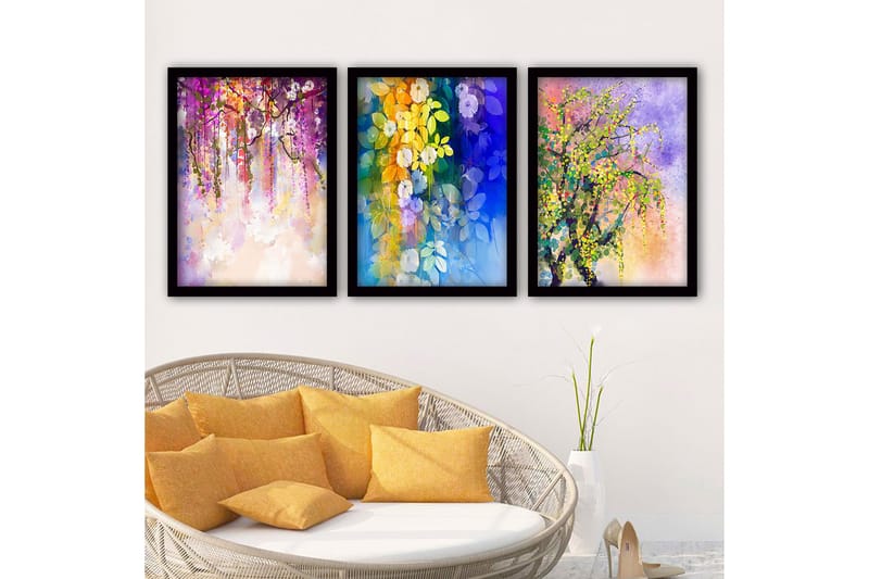 Koristeellinen Kehystetty Maalaus 3-os 35x45 cm, Monivärinen