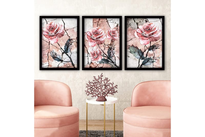 Koristeellinen Kehystetty Maalaus 3-os 35x45 cm, Monivärinen