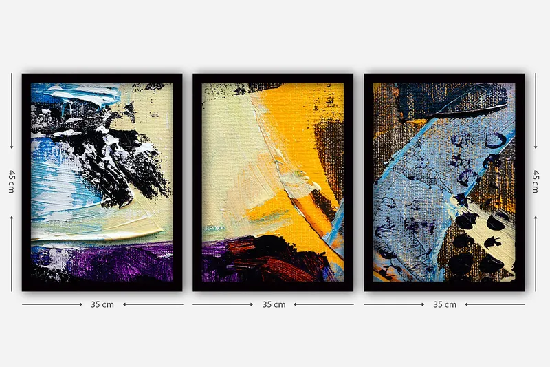 Koristeellinen Kehystetty Maalaus 3-os 35x45 cm - Monivärinen - Sisustustuotteet - Taulu & taide - Canvas-taulu