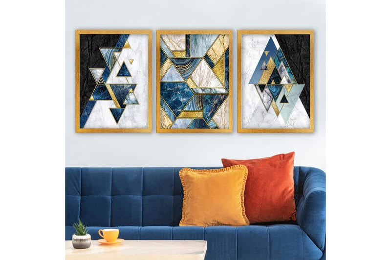 Koristeellinen Kehystetty Maalaus 3-os 35x45 cm, Monivärinen