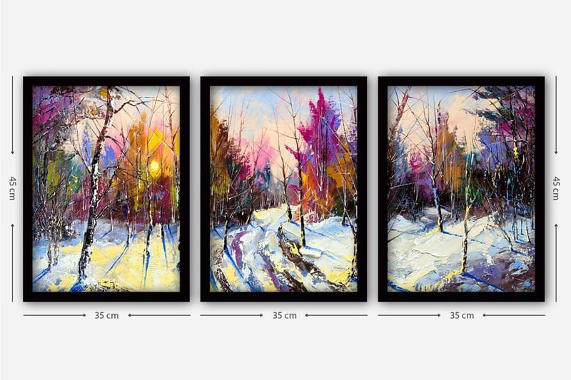 Koristeellinen Kehystetty Maalaus 3-os 35x45 cm - Monivärinen - Sisustustuotteet - Taulu & taide - Canvas-taulu