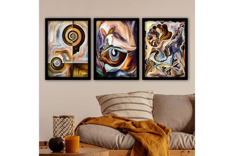 Koristeellinen Kehystetty Maalaus 3-os 35x45 cm, Monivärinen