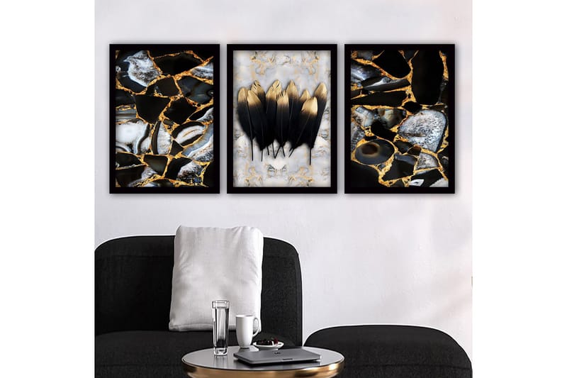 Koristeellinen Kehystetty Maalaus 3-os 35x45 cm, Monivärinen