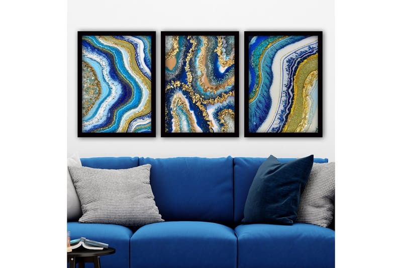 Koristeellinen Kehystetty Maalaus 3-os 35x45 cm, Monivärinen