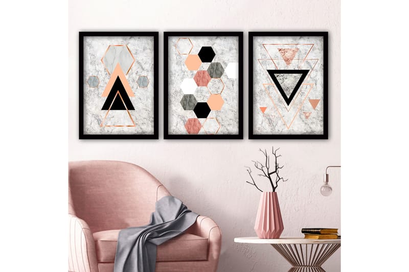 Koristeellinen Kehystetty Maalaus 3-os 35x45 cm, Monivärinen