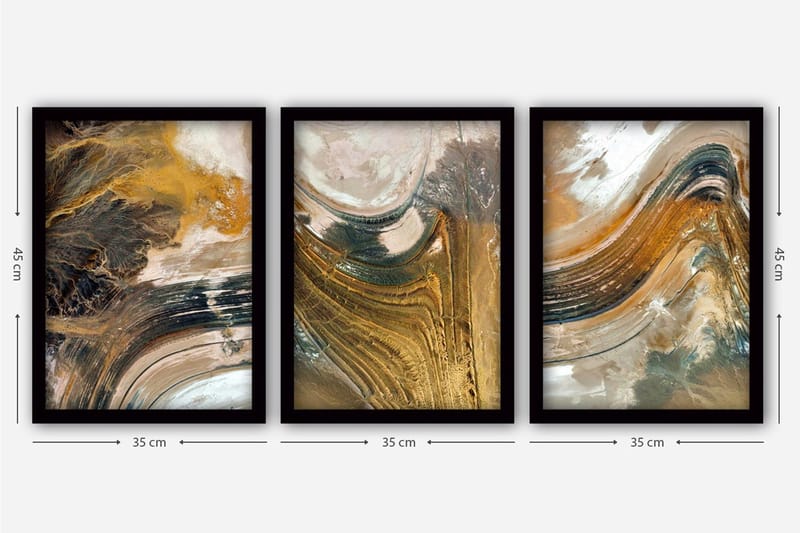 Koristeellinen Kehystetty Maalaus 3-os 35x45 cm - Monivärinen - Sisustustuotteet - Taulu & taide - Canvas-taulu