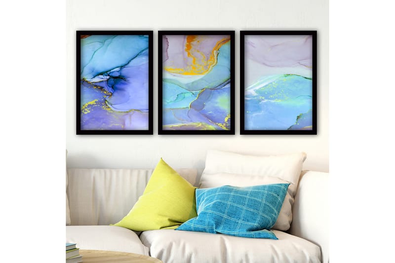 Koristeellinen Kehystetty Maalaus 3-os 35x45 cm, Monivärinen