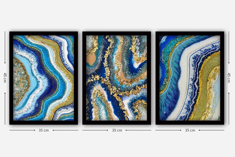 Koristeellinen Kehystetty Maalaus 3-os 35x45 cm - Monivärinen - Sisustustuotteet - Taulu & taide - Canvas-taulu