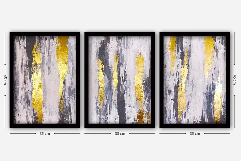 Koristeellinen Kehystetty Maalaus 3-os 35x45 cm - Monivärinen - Sisustustuotteet - Taulu & taide - Canvas-taulu