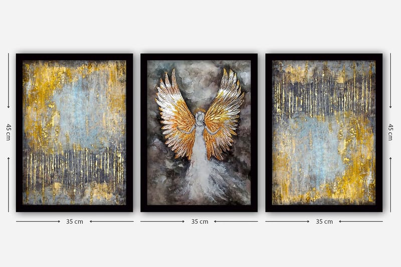 Koristeellinen Kehystetty Maalaus 3-os 35x45 cm - Monivärinen - Sisustustuotteet - Taulu & taide - Canvas-taulu