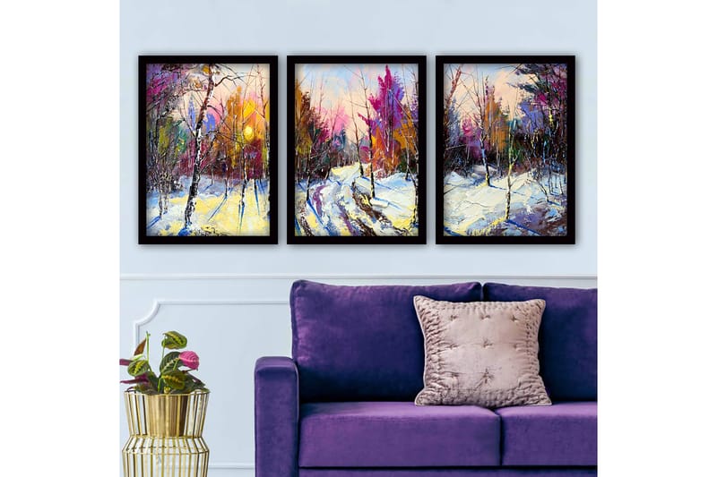 Koristeellinen Kehystetty Maalaus 3-os 35x45 cm - Monivärinen - Sisustustuotteet - Taulu & taide - Canvas-taulu