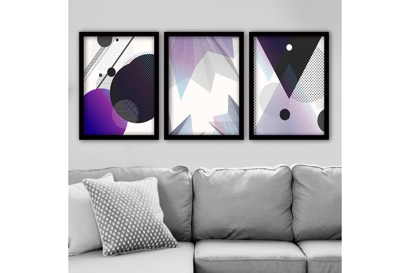 Koristeellinen Kehystetty Maalaus 3-os 35x45 cm - Monivärinen - Sisustustuotteet - Taulu & taide - Canvas-taulu