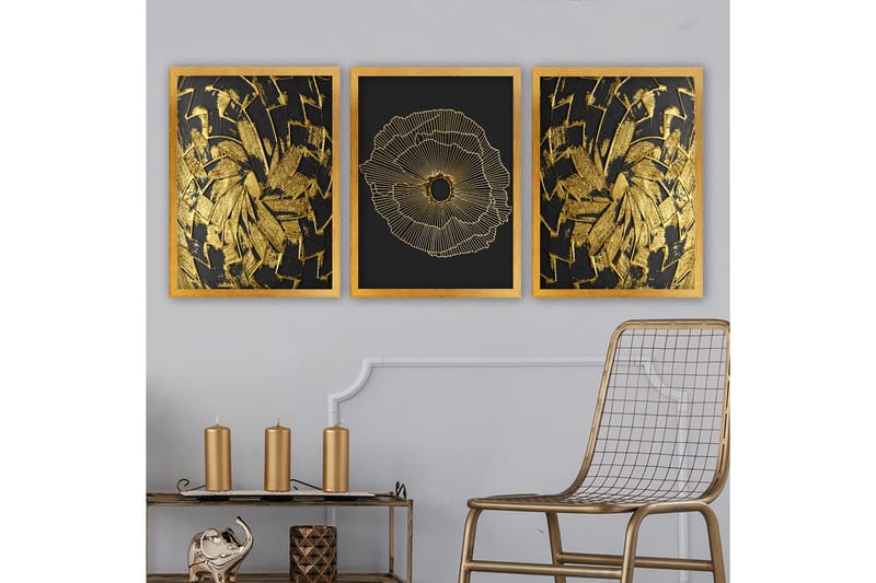 Koristeellinen Kehystetty Maalaus 3-os 35x45 cm - Monivärinen - Sisustustuotteet - Taulu & taide - Canvas-taulu
