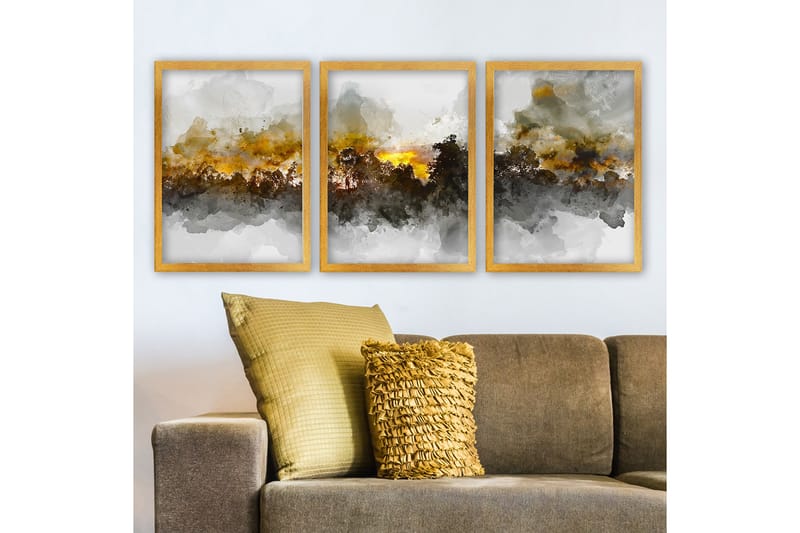 Koristeellinen Kehystetty Maalaus 3-os 35x45 cm - Monivärinen - Sisustustuotteet - Taulu & taide - Canvas-taulu