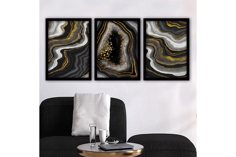 Koristeellinen Kehystetty Maalaus 3-os 35x45 cm - Monivärinen - Sisustustuotteet - Taulu & taide - Canvas-taulu