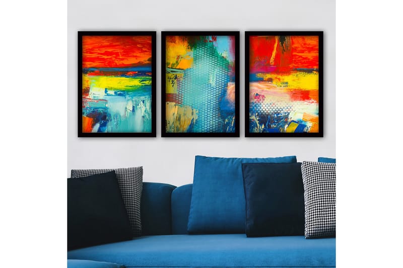 Koristeellinen Kehystetty Maalaus 3-os 35x45 cm - Monivärinen - Sisustustuotteet - Taulu & taide - Canvas-taulu