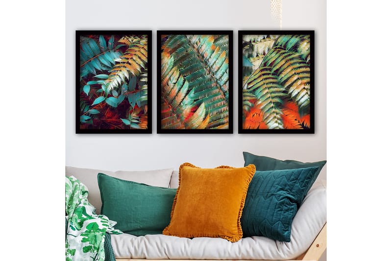 Koristeellinen Kehystetty Maalaus 3-os 35x45 cm - Monivärinen - Sisustustuotteet - Taulu & taide - Canvas-taulu