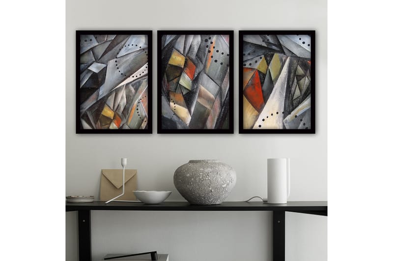 Koristeellinen Kehystetty Maalaus 3-os 35x45 cm - Monivärinen - Sisustustuotteet - Taulu & taide - Canvas-taulu