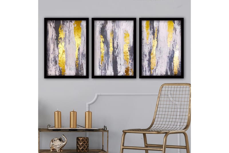 Koristeellinen Kehystetty Maalaus 3-os 35x45 cm - Monivärinen - Sisustustuotteet - Taulu & taide - Canvas-taulu