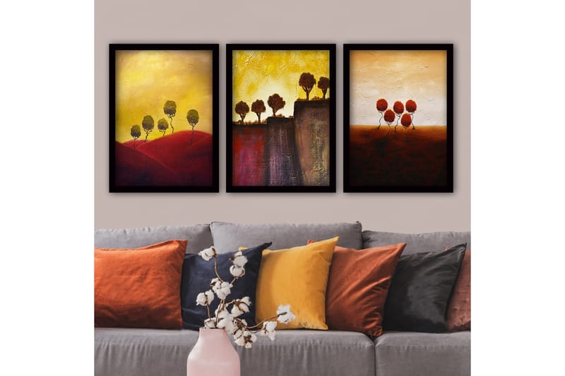 Koristeellinen Kehystetty Maalaus 3-os 35x45 cm - Monivärinen - Sisustustuotteet - Taulu & taide - Canvas-taulu
