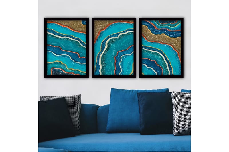 Koristeellinen Kehystetty Maalaus 3-os 35x45 cm - Monivärinen - Sisustustuotteet - Taulu & taide - Canvas-taulu
