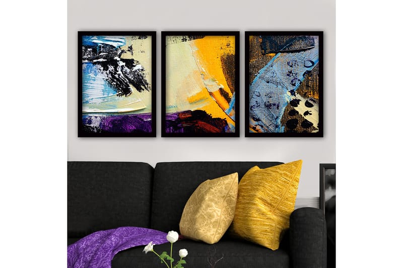 Koristeellinen Kehystetty Maalaus 3-os 35x45 cm - Monivärinen - Sisustustuotteet - Taulu & taide - Canvas-taulu