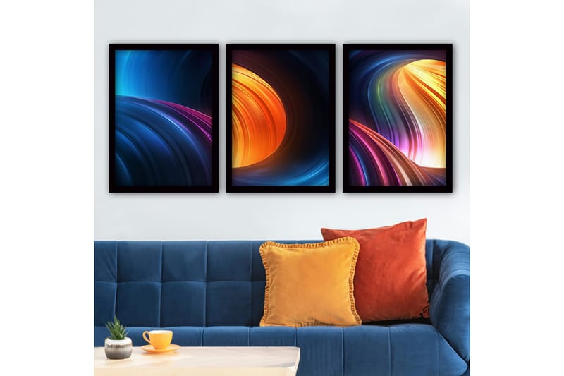 Koristeellinen Kehystetty Maalaus 3-os 35x45 cm - Monivärinen - Sisustustuotteet - Taulu & taide - Canvas-taulu