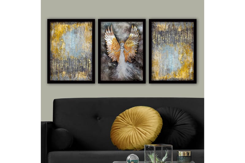 Koristeellinen Kehystetty Maalaus 3-os 35x45 cm - Monivärinen - Sisustustuotteet - Taulu & taide - Canvas-taulu