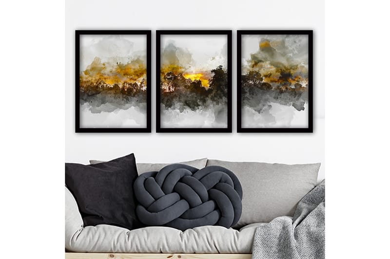 Koristeellinen Kehystetty Maalaus 3-os 35x45 cm - Monivärinen - Sisustustuotteet - Taulu & taide - Canvas-taulu