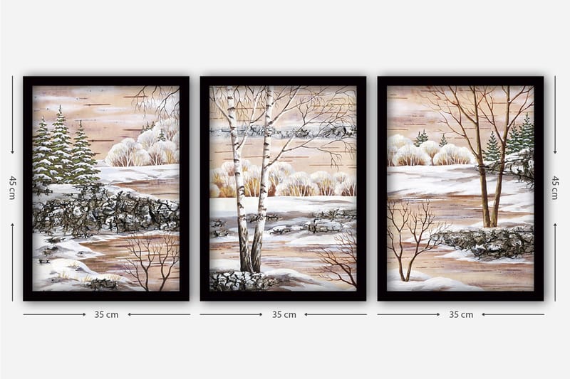 Koristeellinen Kehystetty Maalaus 3-os 35x45 cm - Monivärinen - Sisustustuotteet - Taulu & taide - Canvas-taulu