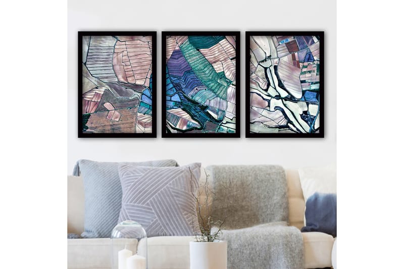 Koristeellinen Kehystetty Maalaus 3-os 35x45 cm - Monivärinen - Sisustustuotteet - Taulu & taide - Canvas-taulu