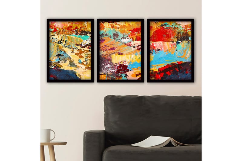 Koristeellinen Kehystetty Maalaus 3-os 35x45 cm - Monivärinen - Sisustustuotteet - Taulu & taide - Canvas-taulu