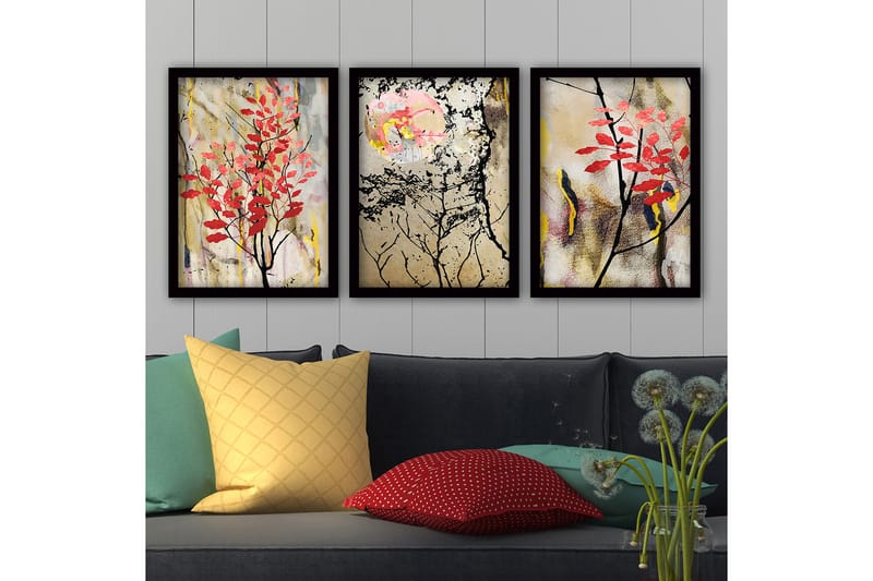 Koristeellinen Kehystetty Maalaus 3-os 35x45 cm - Monivärinen - Sisustustuotteet - Taulu & taide - Canvas-taulu