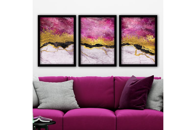 Koristeellinen Kehystetty Maalaus 3-os 35x45 cm - Monivärinen - Sisustustuotteet - Taulu & taide - Canvas-taulu