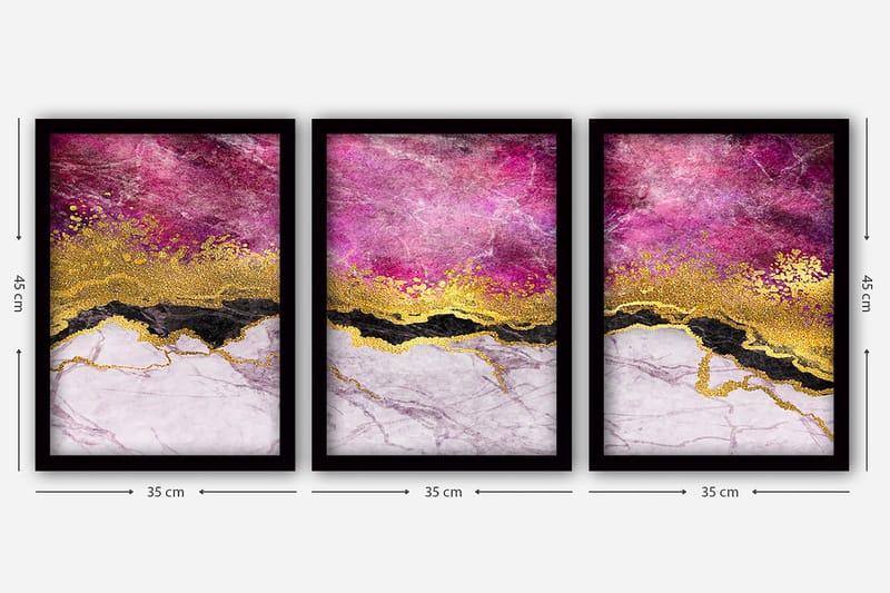 Koristeellinen Kehystetty Maalaus 3-os 35x45 cm - Monivärinen - Sisustustuotteet - Taulu & taide - Canvas-taulu