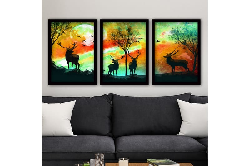 Koristeellinen Kehystetty Maalaus 3-os 35x45 cm - Monivärinen - Sisustustuotteet - Taulu & taide - Canvas-taulu