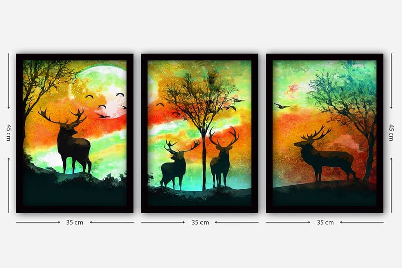 Koristeellinen Kehystetty Maalaus 3-os 35x45 cm - Monivärinen - Sisustustuotteet - Taulu & taide - Canvas-taulu