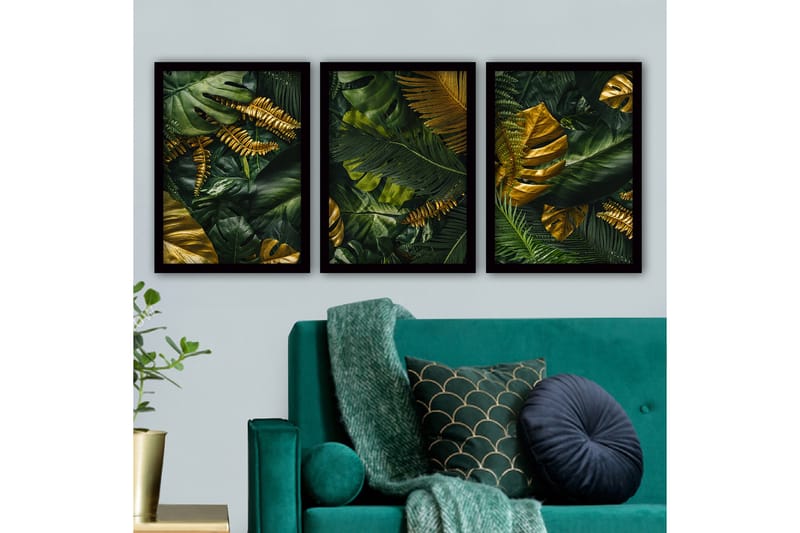 Koristeellinen Kehystetty Maalaus 3-os 35x45 cm - Monivärinen - Sisustustuotteet - Taulu & taide - Canvas-taulu