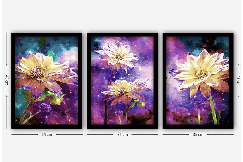 Koristeellinen Kehystetty Maalaus 3-os 35x45 cm - Monivärinen - Sisustustuotteet - Taulu & taide - Canvas-taulu
