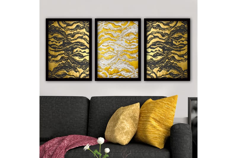 Koristeellinen Kehystetty Maalaus 3-os 35x45 cm - Monivärinen - Sisustustuotteet - Taulu & taide - Canvas-taulu