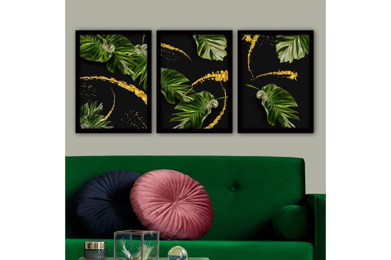 Koristeellinen Kehystetty Maalaus 3-os 35x45 cm - Monivärinen - Sisustustuotteet - Taulu & taide - Canvas-taulu