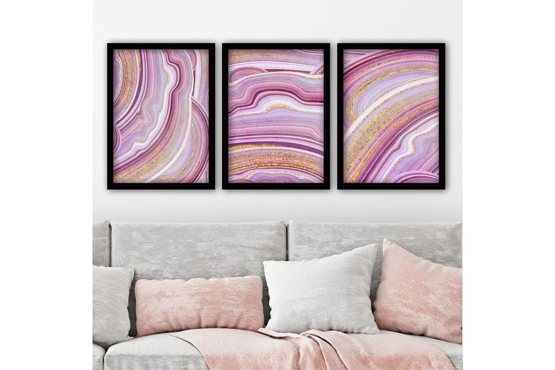 Koristeellinen Kehystetty Maalaus 3-os 35x45 cm - Monivärinen - Sisustustuotteet - Taulu & taide - Canvas-taulu